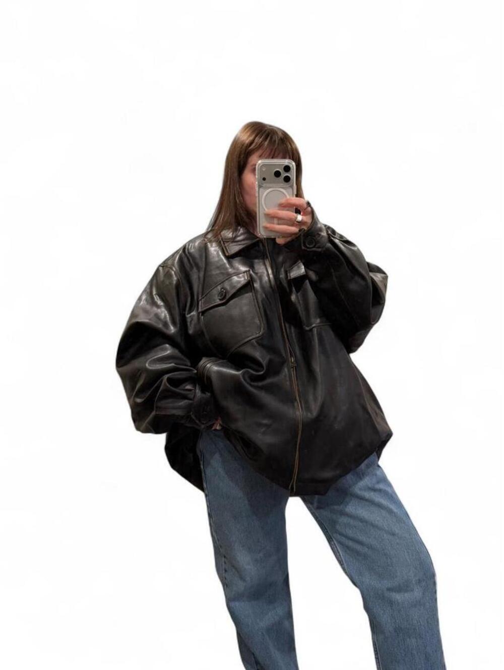 Vintage Faux Leather Sherpa Lined Jacket